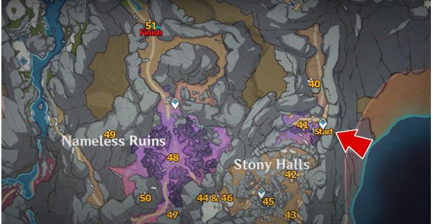 Location map of Genshin Impact Lumenspar 5