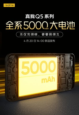 Realme has confirmed 80W charging and a 5,000mAh battery for the Q5 series