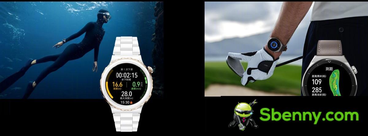 The Watch GT 3 Pro is certified for free diving up to 30m and has hundreds of preloaded golf courses