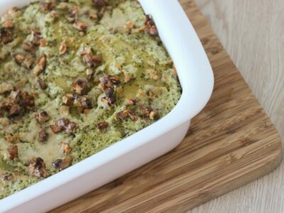 White lasagna with broccoli and walnuts