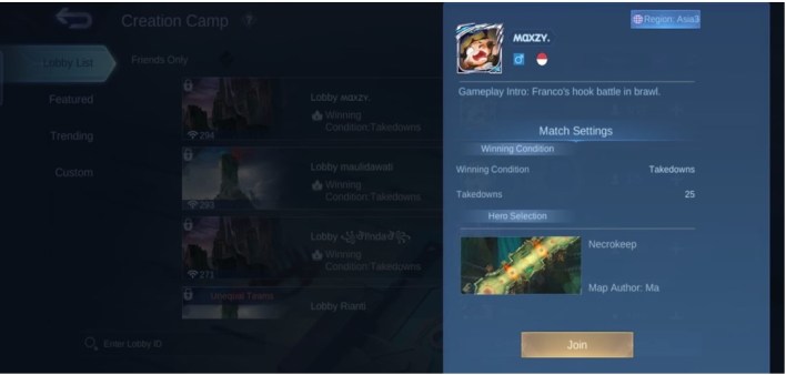 Mobile Legends Creation Mode Lobby