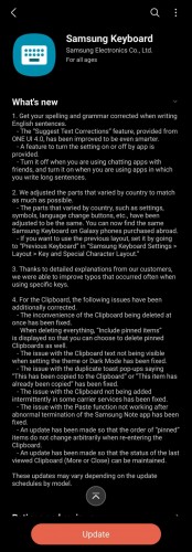 Samsung Keboard change log version 5.4.70.25