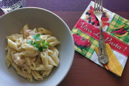 Salmon pasta, creamy first course