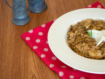 Risotto with mushrooms, a first course that everyone likes