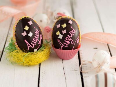 Homemade dark chocolate Easter egg