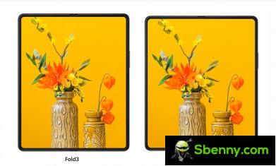 Galaxy Z Fold3 and Z Fold4 internal displays comparison