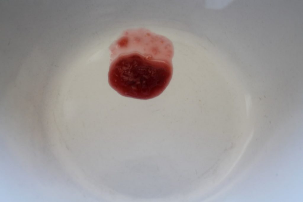 Cherry jam in the saucer