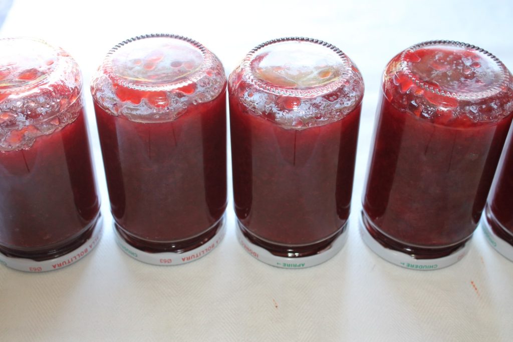 Vacuum packed cherry jam