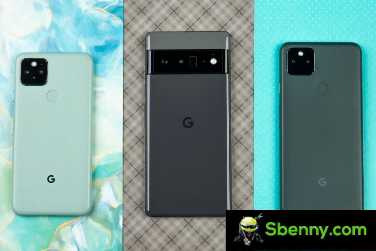 Google Pixel 5, Pixel 6 Pro and Pixel 5a
