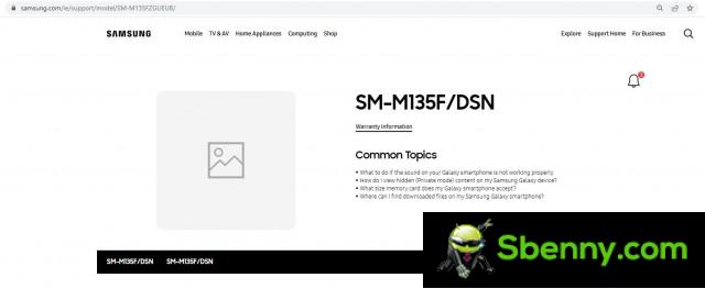 Galaxy M13 5G support page