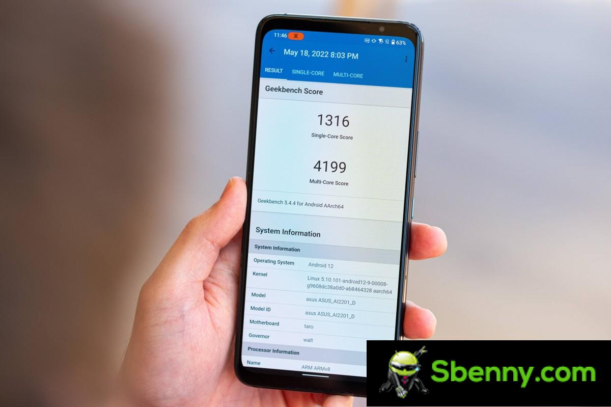 Our Geekbench 5 result using Asus' Snapdragon 8+ Gen 1 engineering unit