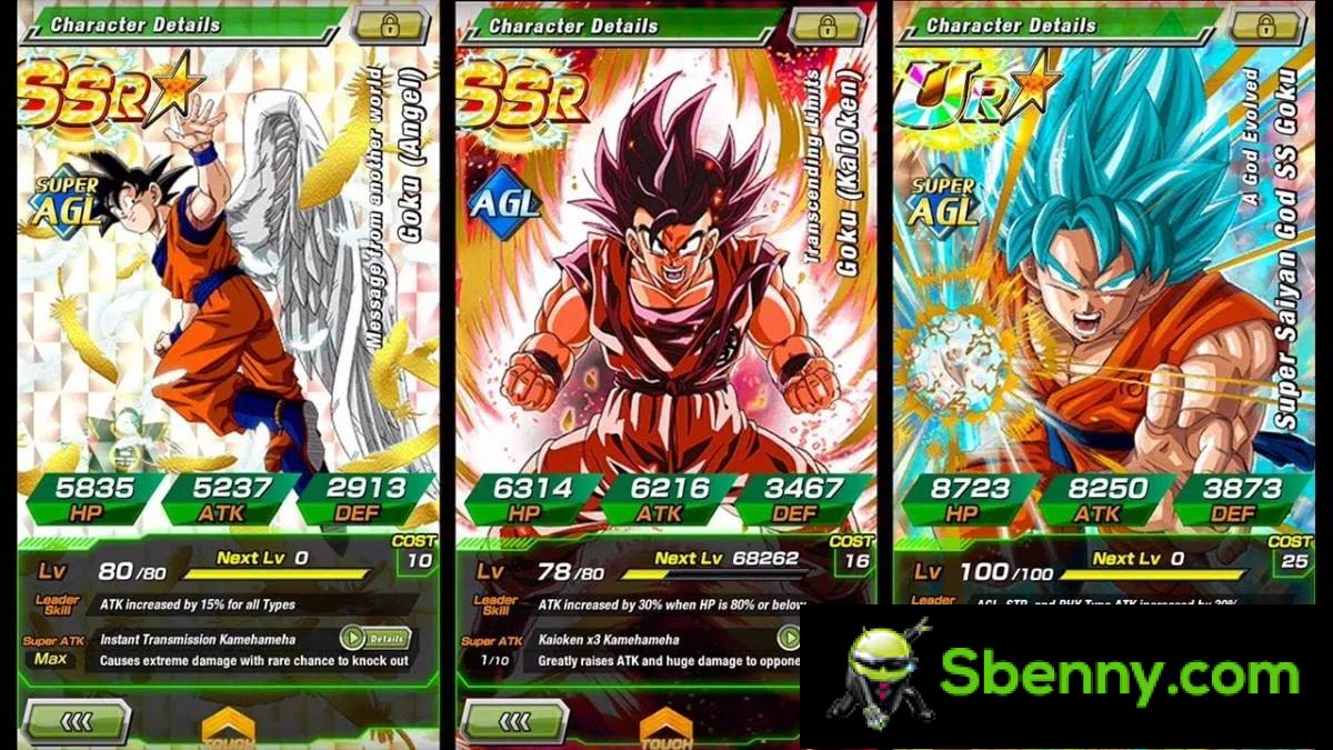 Different versions of Goku in Dragon Ball Z Dokkan Battle