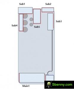 FCC documents for Samsung Galaxy A23 5G: antenna placement