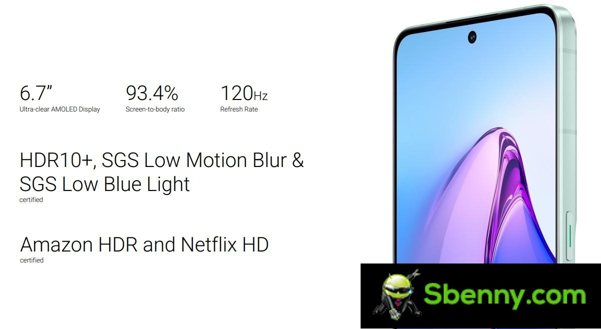 Oppo Reno8 Pro with a 6.7 \