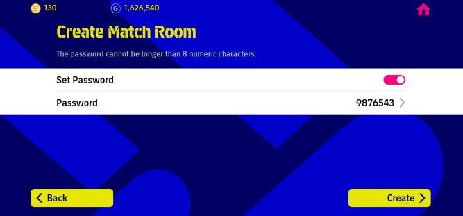 efootball 2022 creates the match room
