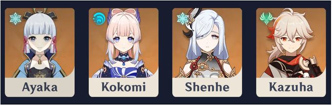 Genshin Impact Team compositions Kazuha