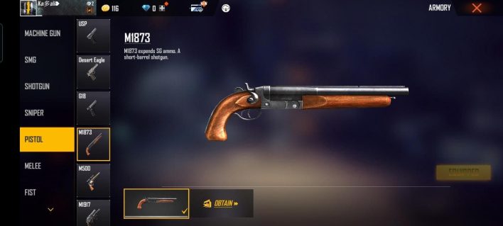 36 List of Garena Free Fire Weapons Levels