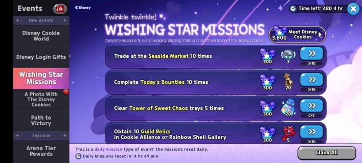 Complete list of wishing star missions