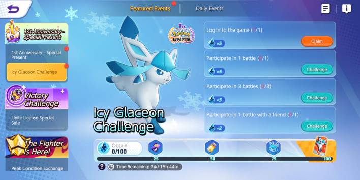 Pokemon Unite Frozen Glaceon Challenge Event