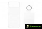 Leather cover with flap and transparent cover with ring design for Galaxy Z Flip4