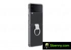 Leather cover with flap and transparent cover with ring design for Galaxy Z Flip4