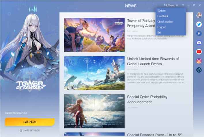 Guide to relaunching the Tower of Fantasy