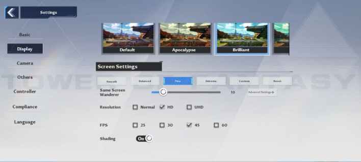 Tower of Fantasy compliance settings