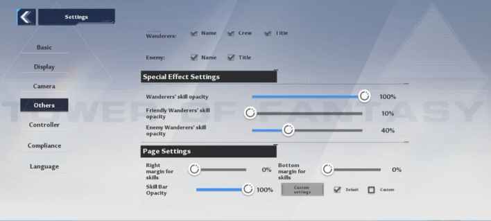 Basic settings of the Tower of Fantasy