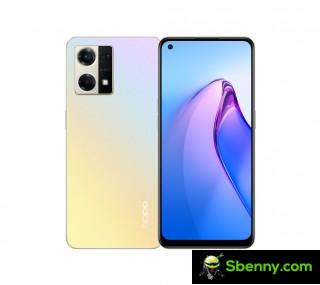 Oppo Reno8 4G in Dawnlight Gold and Starlight Black