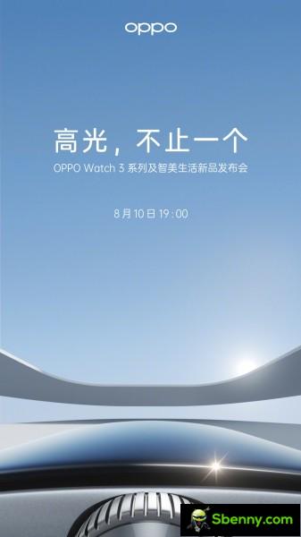 The Oppo Watch 3 series will arrive on August 10th