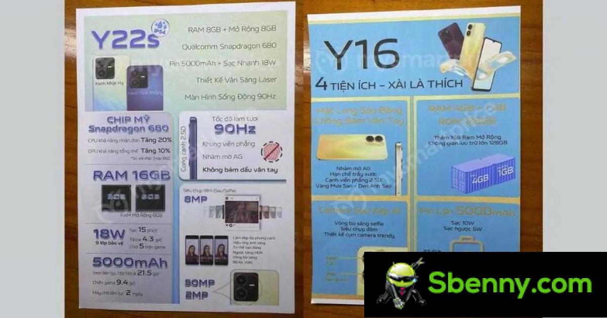 The specifications of the vivo Y22s and Y16 are leaked through a promotional poster
