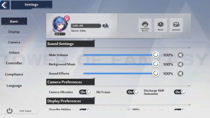 Tower of Fanstasy unlocked option