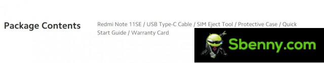 Package Contents Redmi Note 11SE