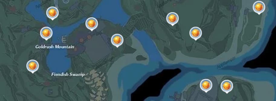 Locations of the gold core of the Crown Mines of the Tower of Fantasy
