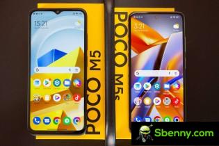 Poco M5, on the left, Poco M5s, on the right