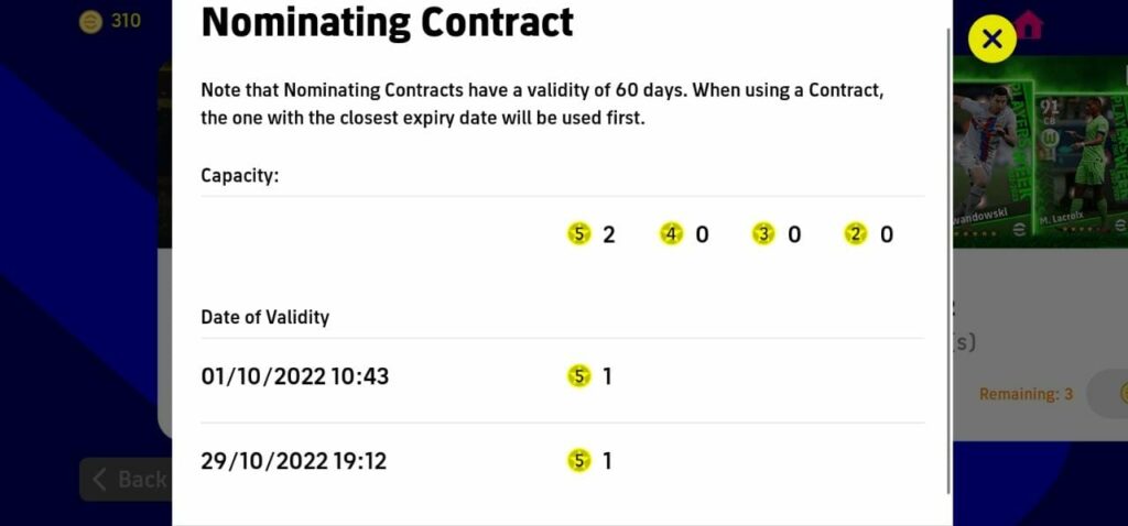 eFootball 2023-Nomination contracts