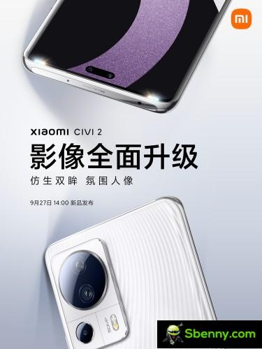 Xiaomi Civi 2 will be equipped with dual front cameras, pill-shaped centered cutout