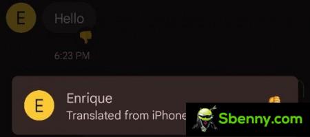 What Android sees when an iPhone reacts to a text message