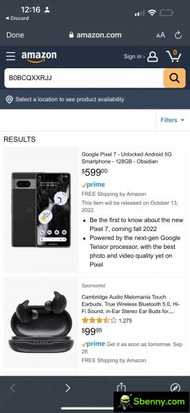Google Pixel 7 listings