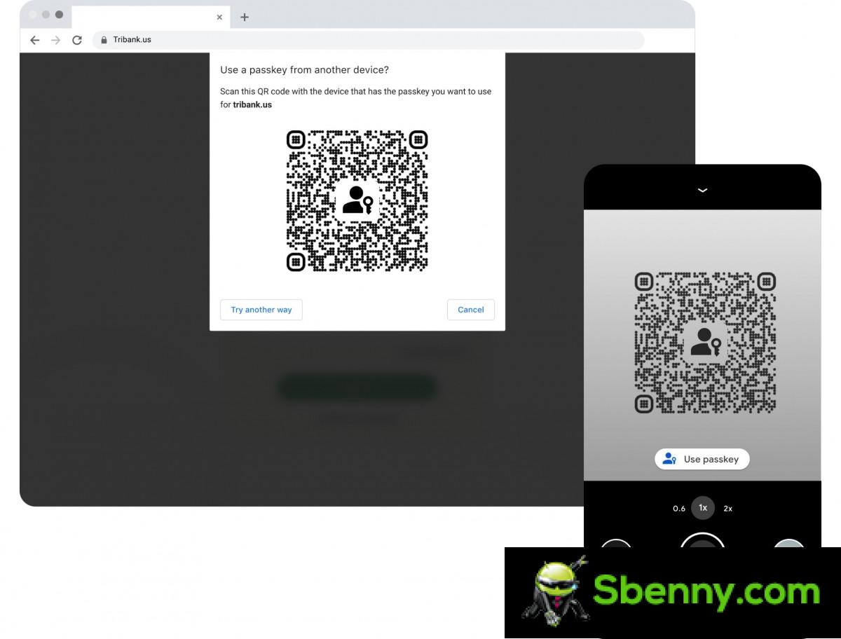 You can use a passkey-enabled device to log in to another
