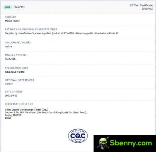 Realme 10 Pro + CQC certification