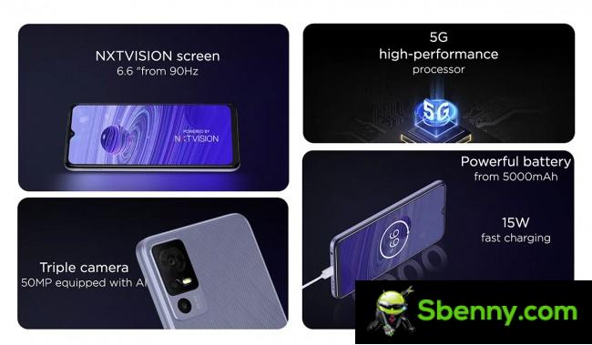 Key specs of the TCL 40R 5G