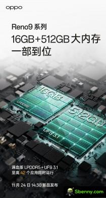 Oppo is teasing a Snapdragon 8+ Gen 1 chip, 16GB LPDDR5 RAM and 512GB UFS 3.1 storage