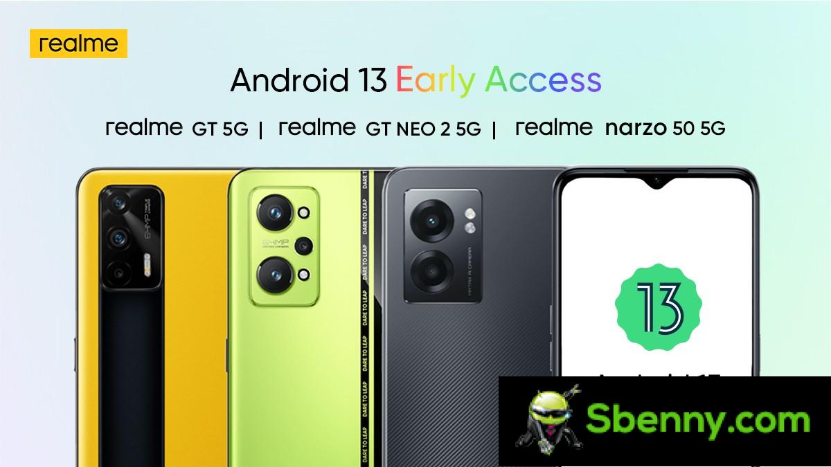 Realme GT Neo2, GT and Narzo 50 get Android 13 beta