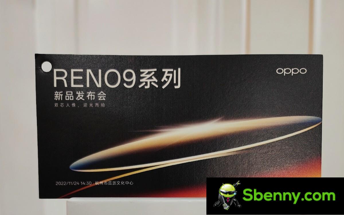 Oppo sets November 24 as the launch date for Reno9, starts sending invitations