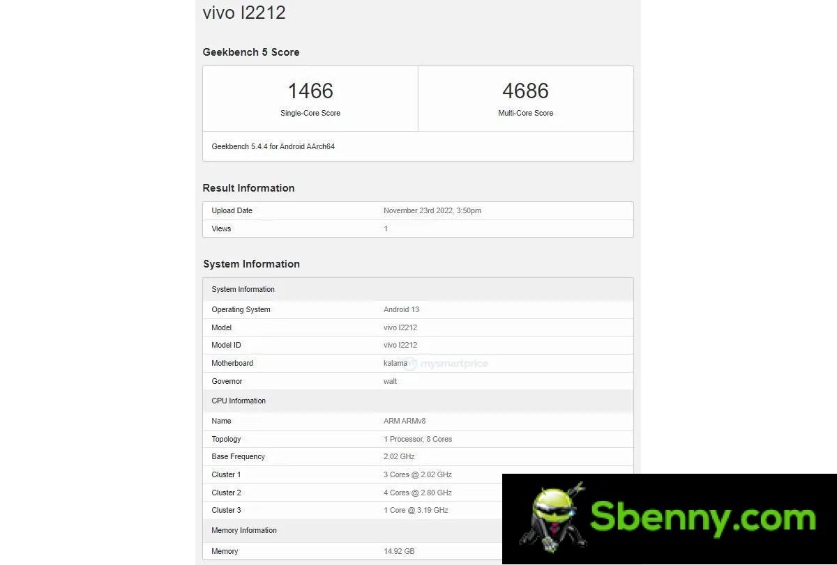 iQOO 11 Pro runs Geekbench with Snapdragon 8 Gen 2 and 16GB RAM