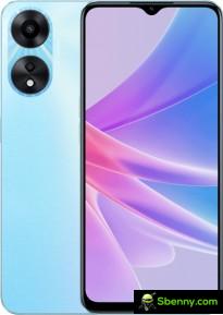 Oppo A58x in black, blue and purple