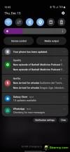 Home screen, notification area, settings menu