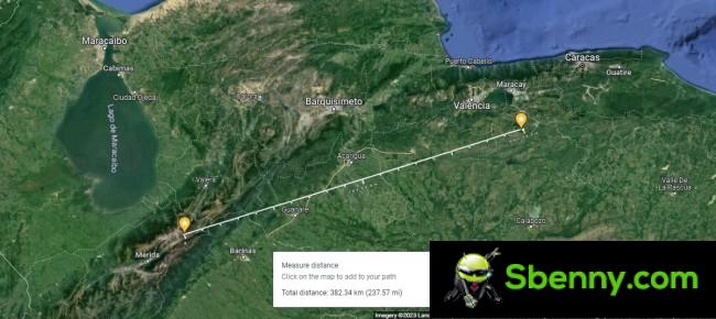 In 2007, a 382 km link was established between the mountain peaks of El Águila and Platillon