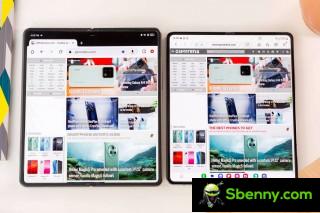 The Tecno Phantom V Fold next to the Samsung Galaxy Z Fold4